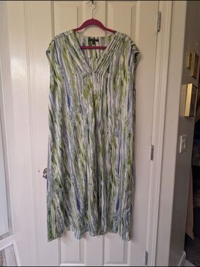 Banana Republic Green and Blue Abstract Midi Dress